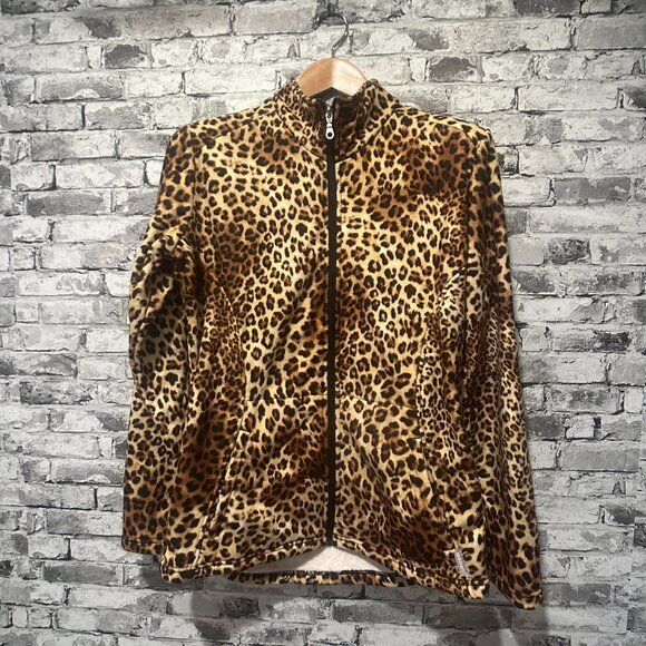 EUC Hot Chilly's Women's Cheetah Full Zip Sweatshirt Size Large - Picture 1 of 13